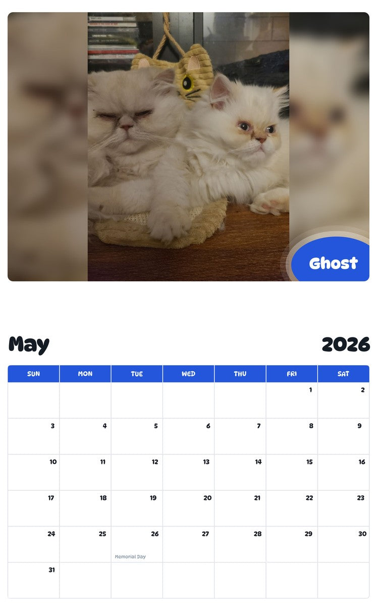 2026 - 2027 Ghost - Pawidols Pet Calendar