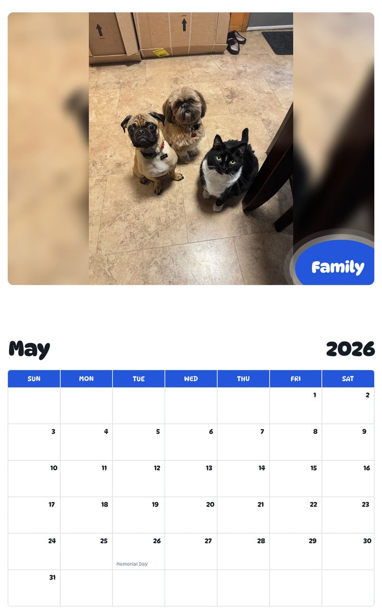 2026 - 2027 Family - Pawidols Pet Calendar