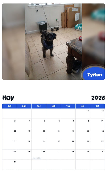 2026 - 2027 Tyrion - Pawidols Pet Calendar