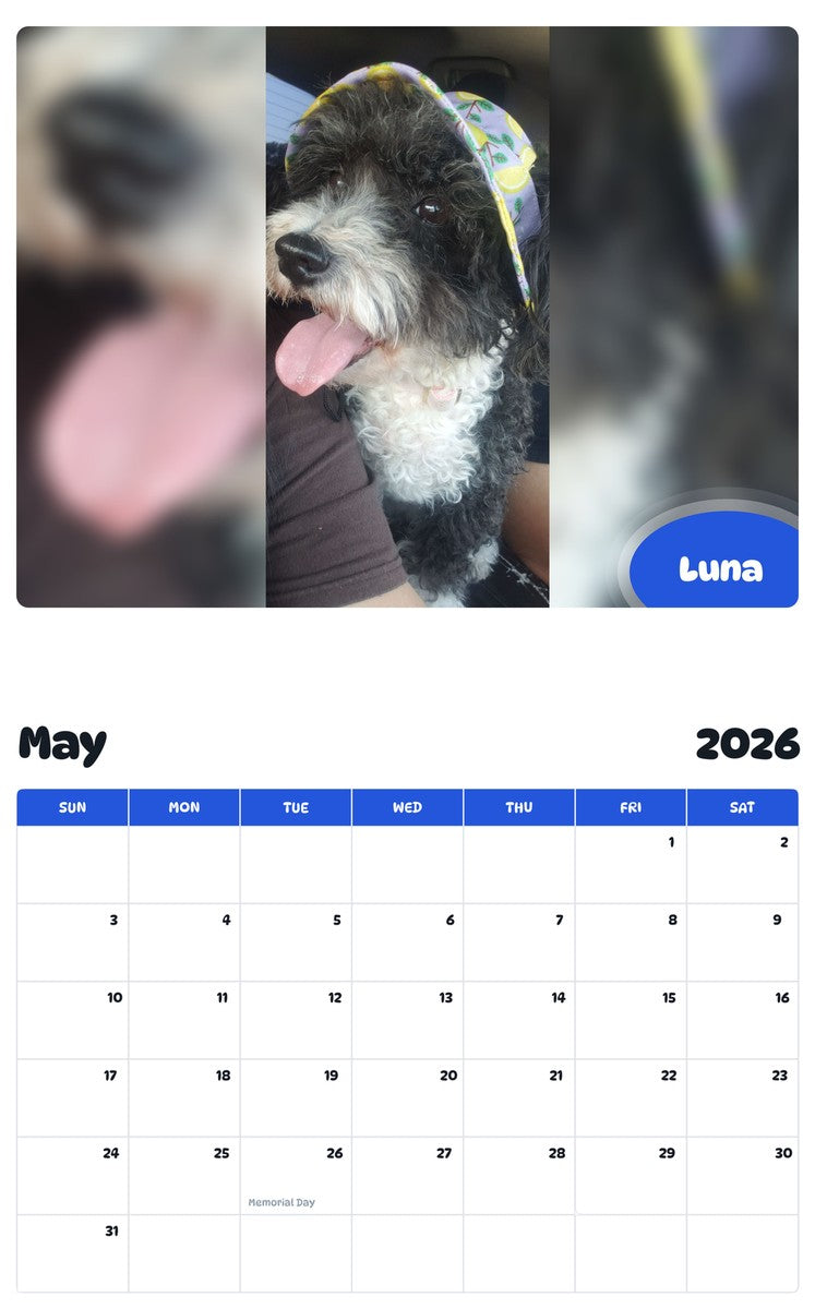 2026 - 2027 Luna - Pawidols Pet Calendar
