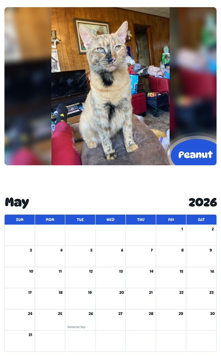 2026 - 2027 Peanut - Pawidols Pet Calendar