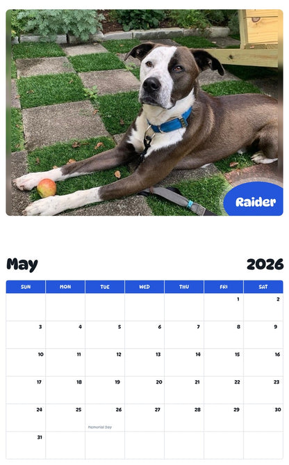 2026 - 2027 Raider - Pawidols Pet Calendar