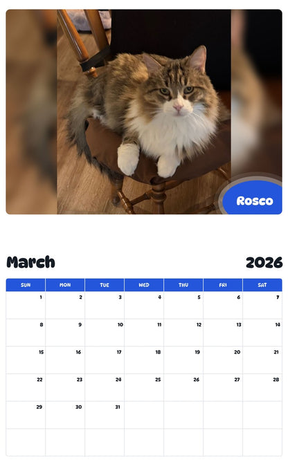 November 2025 - October 2026 Rosco - Pawidols Pet Calendar