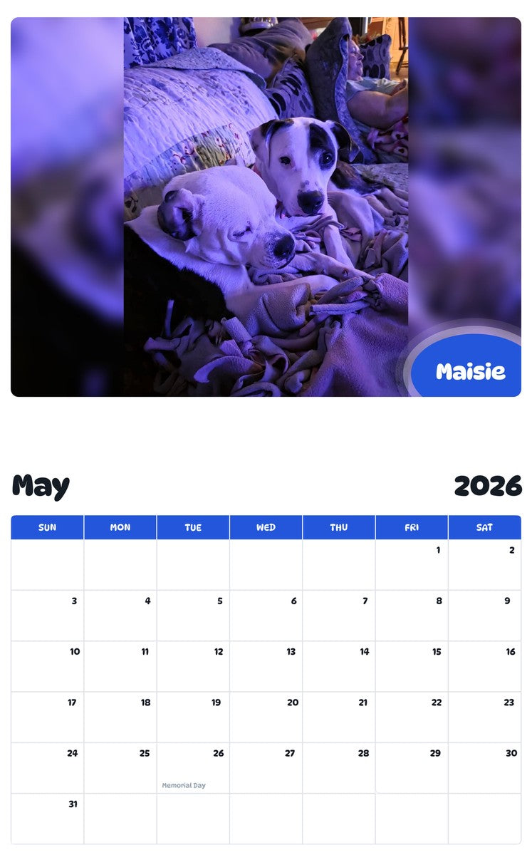 2026 - 2027 Maisie - Pawidols Pet Calendar