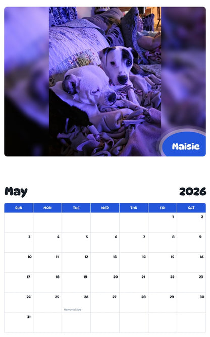 2026 - 2027 Maisie - Pawidols Pet Calendar