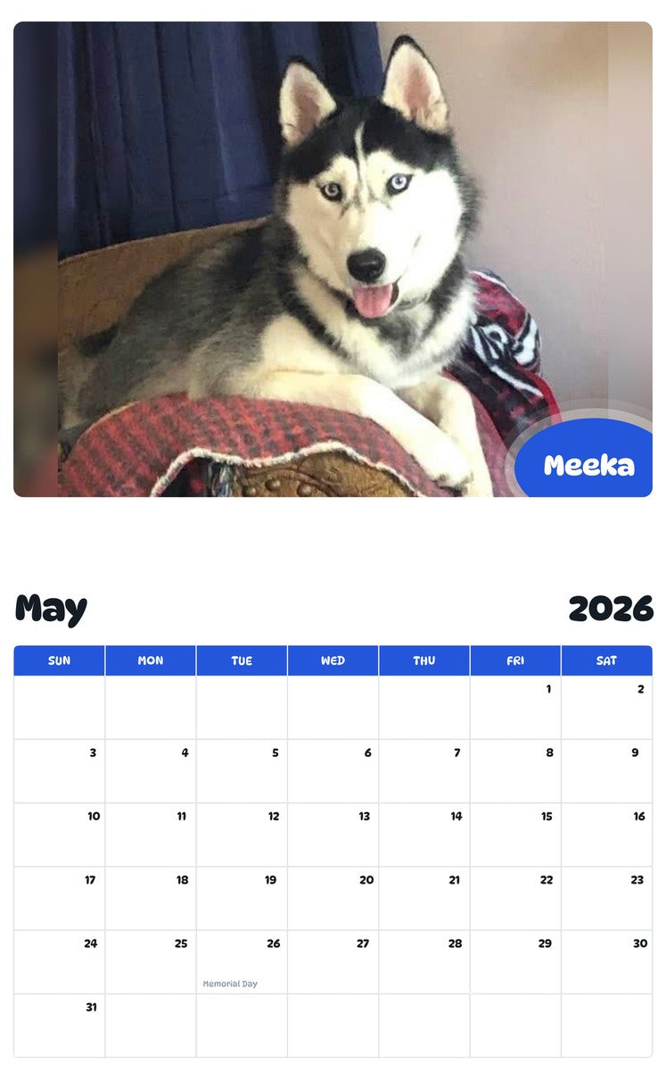 2026 - 2027 Meeka - Pawidols Pet Calendar