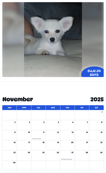 July 2025 - June 2026 Ellie Jo Boyd - Pawidols Pet Calendar
