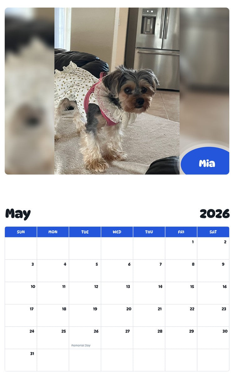2026 - 2027 Mia - Pawidols Pet Calendar