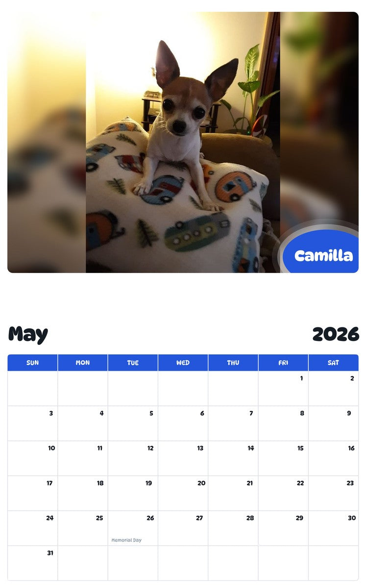 2026 - 2027 Camilla - Pawidols Pet Calendar