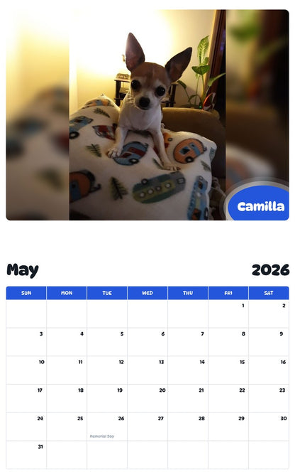 2026 - 2027 Camilla - Pawidols Pet Calendar