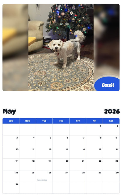 2026 - 2027 Basil - Pawidols Pet Calendar