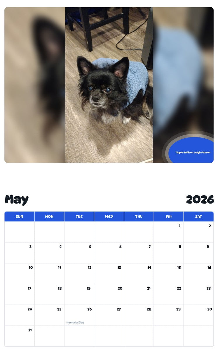 2026 - 2027 Tippie Addison Leigh Jaxson - Pawidols Pet Calendar