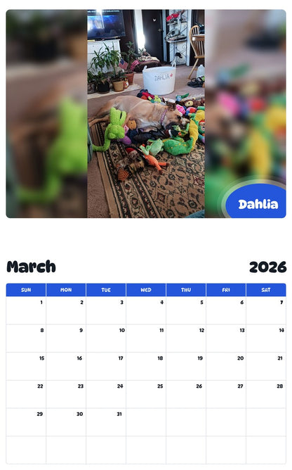 November 2025 - October 2026 Dahlia - Pawidols Pet Calendar