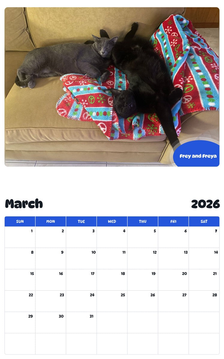 November 2025 - October 2026 Frey and Freya - Pawidols Pet Calendar