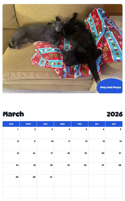 November 2025 - October 2026 Frey and Freya - Pawidols Pet Calendar