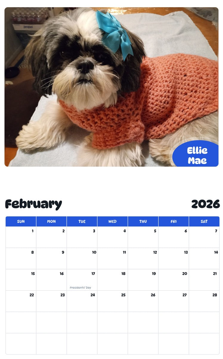 October 2025 - September 2026 Ellie Mae - Pawidols Pet Calendar