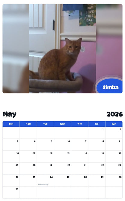 2026 - 2027 Simba - Pawidols Pet Calendar