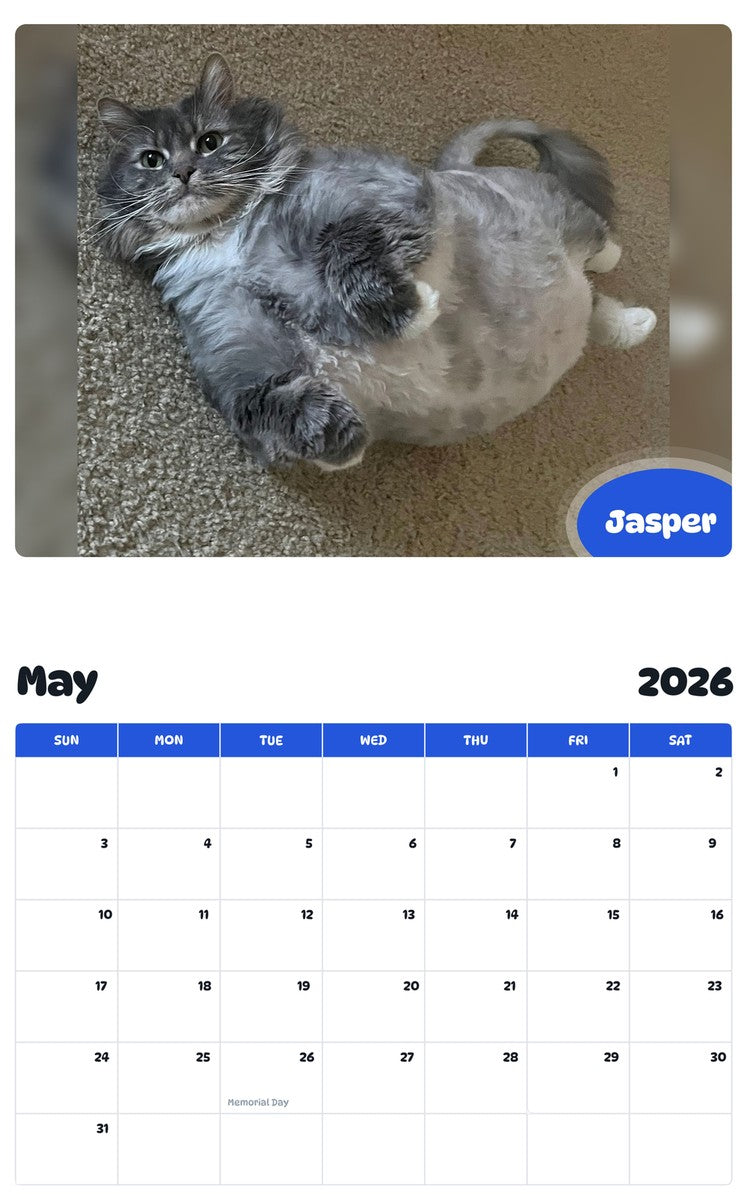 2026 - 2027 Jasper - Pawidols Pet Calendar