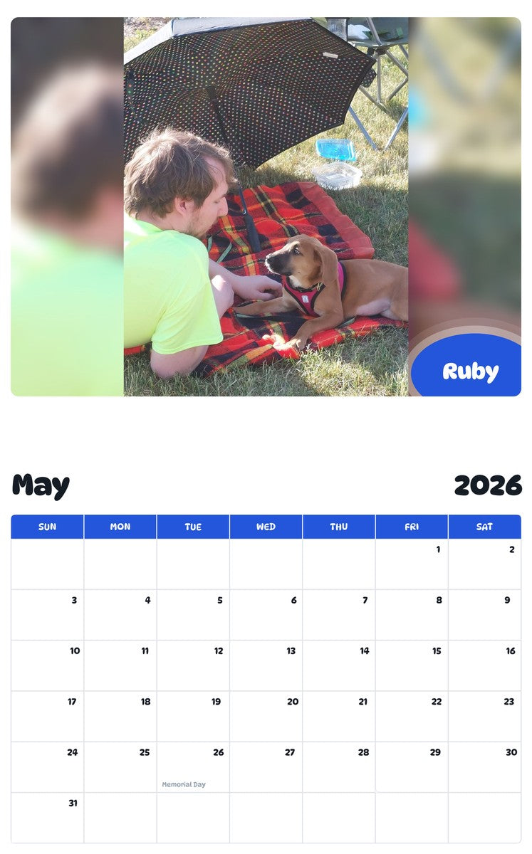 2026 - 2027 Ruby - Pawidols Pet Calendar