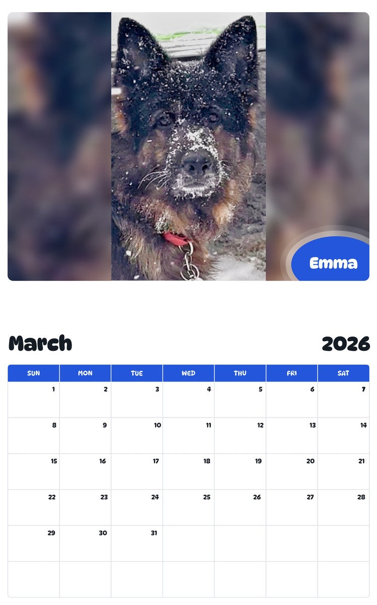 November 2025 - October 2026 Emma - Pawidols Pet Calendar