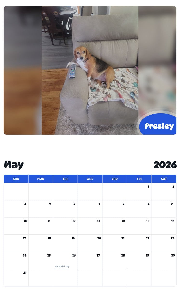 2026 - 2027 Presley - Pawidols Pet Calendar