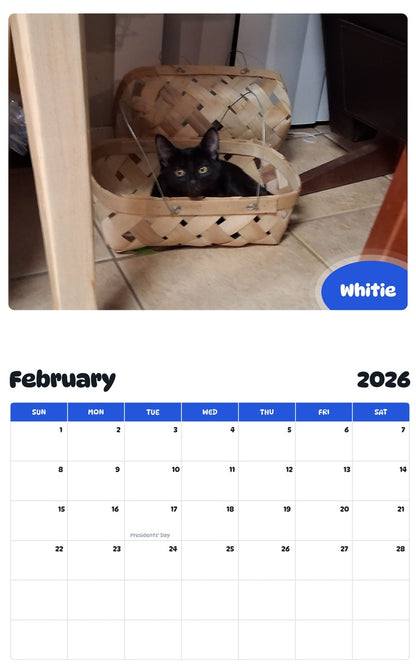 October 2025 - September 2026 Whitie - Pawidols Pet Calendar