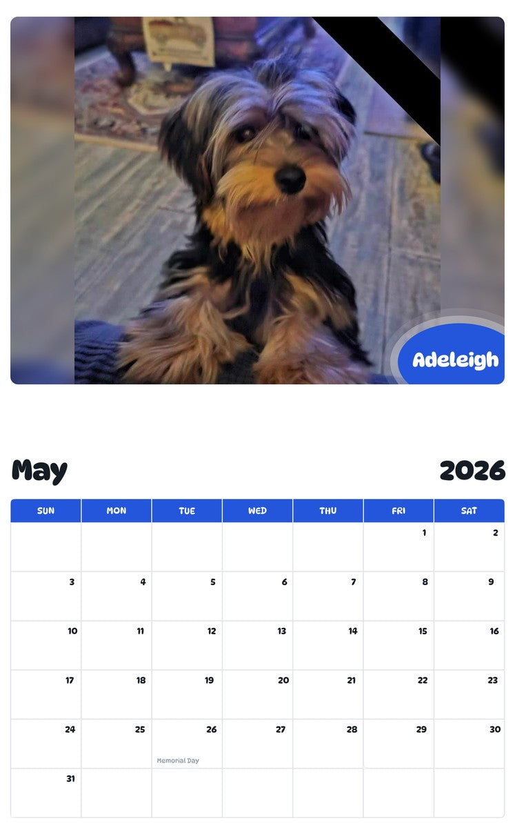 2026 - 2027 Adeleigh - Pawidols Pet Calendar