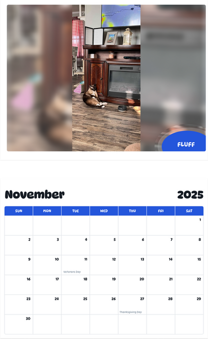 July 2025 - June 2026 Fluff - Pawidols Pet Calendar