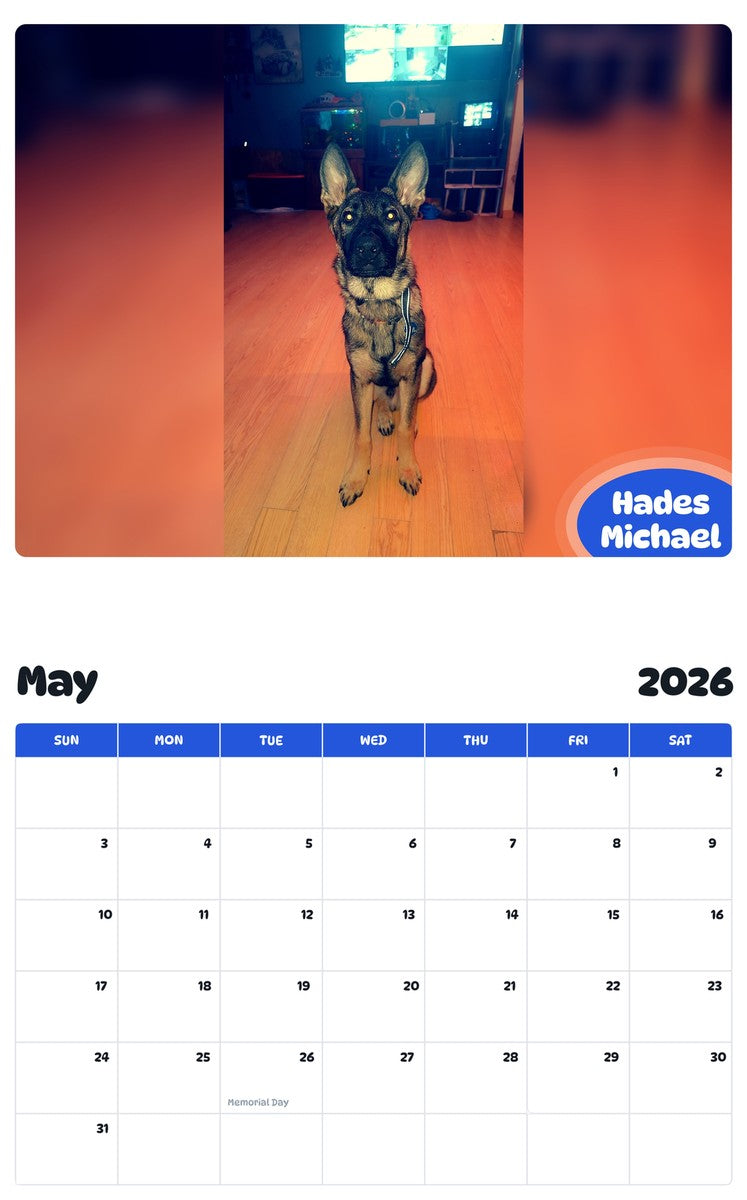 2026 - 2027 Hades Michael - Pawidols Pet Calendar