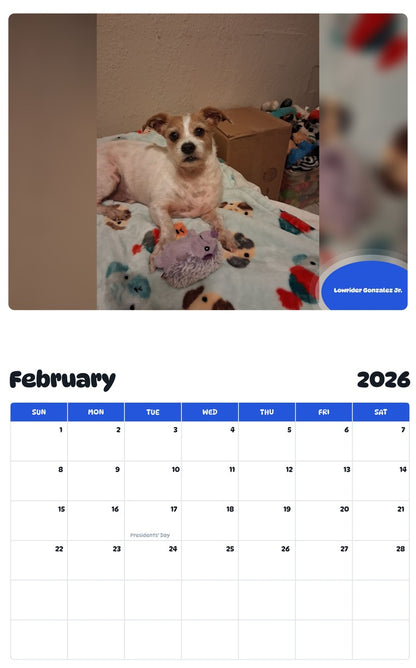 October 2025 - September 2026 Lowrider Gonzalez Jr. - Pawidols Pet Calendar