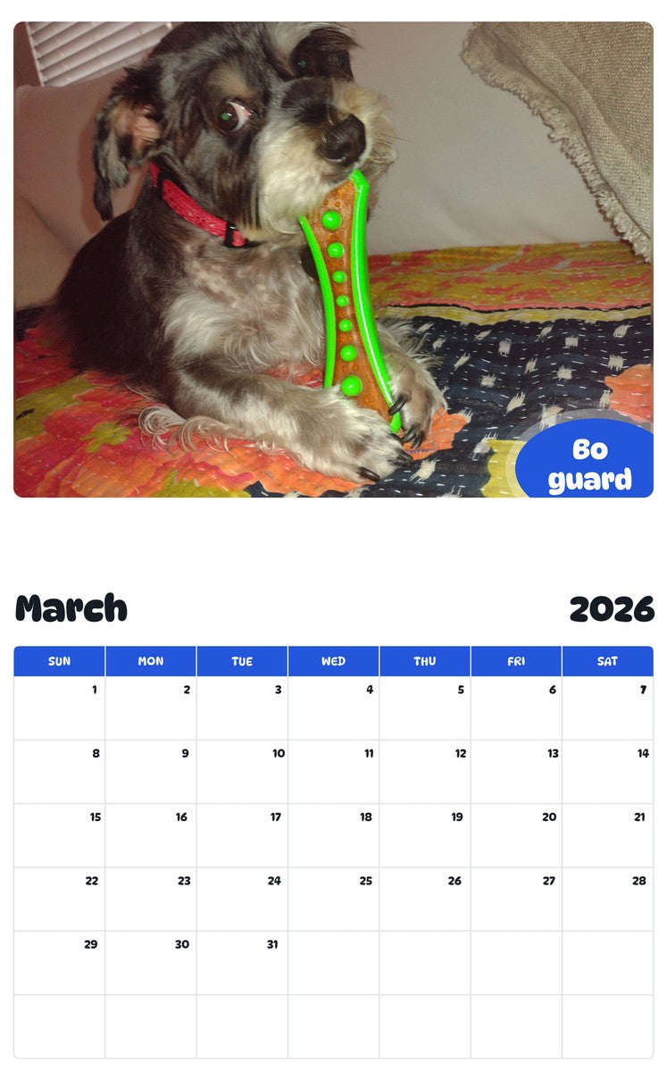 November 2025 - October 2026 Bo guard - Pawidols Pet Calendar