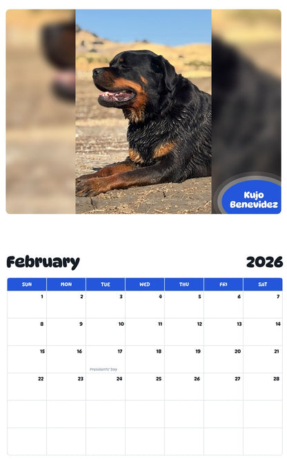 October 2025 - September 2026 Kujo Benevidez - Pawidols Pet Calendar