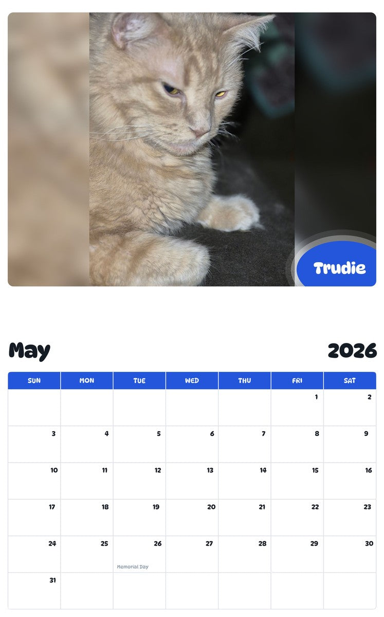2026 - 2027 Trudie - Pawidols Pet Calendar