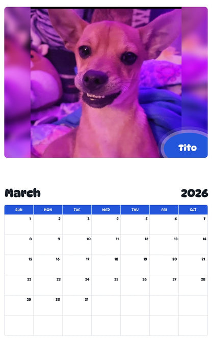 November 2025 - October 2026 Tito - Pawidols Pet Calendar