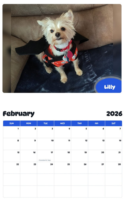 October 2025 - September 2026 Lilly - Pawidols Pet Calendar