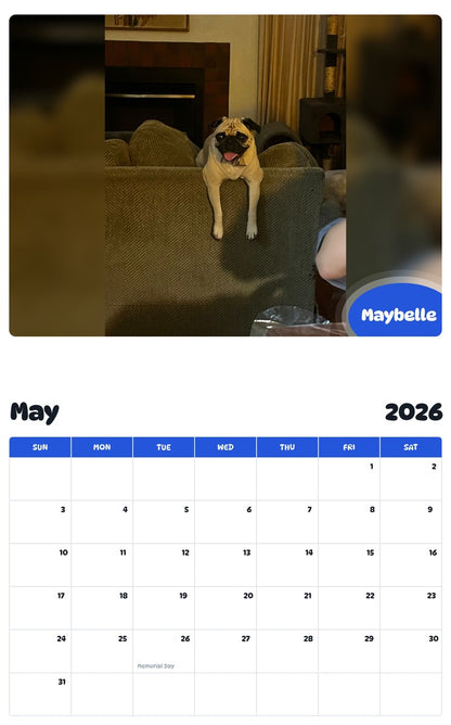 2026 - 2027 Maybelle - Pawidols Pet Calendar