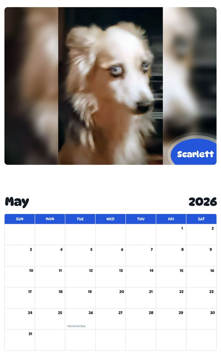 2026 - 2027 Scarlett - Pawidols Pet Calendar