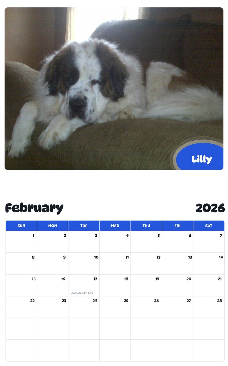 October 2025 - September 2026 Lilly - Pawidols Pet Calendar