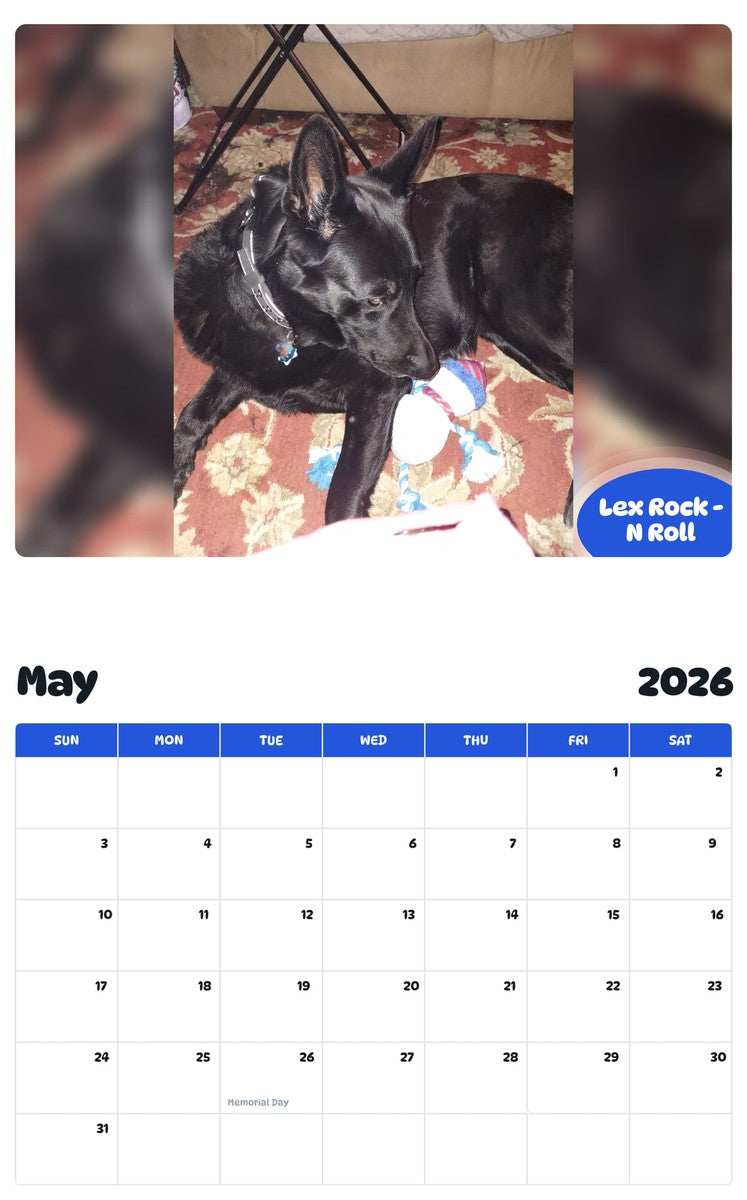 2026 - 2027 Lex Rock -N Roll - Pawidols Pet Calendar