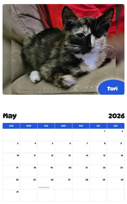 2026 - 2027 Tori - Pawidols Pet Calendar