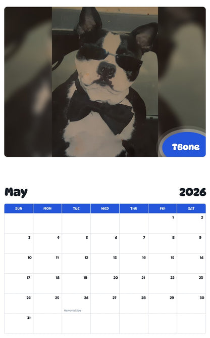 2026 - 2027 TBone - Pawidols Pet Calendar