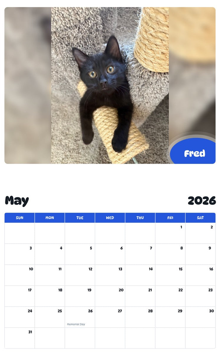 2026 - 2027 Fred - Pawidols Pet Calendar