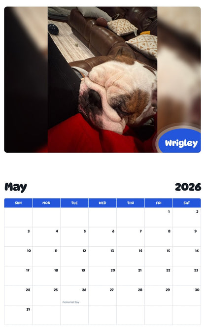 2026 - 2027 Wrigley - Pawidols Pet Calendar