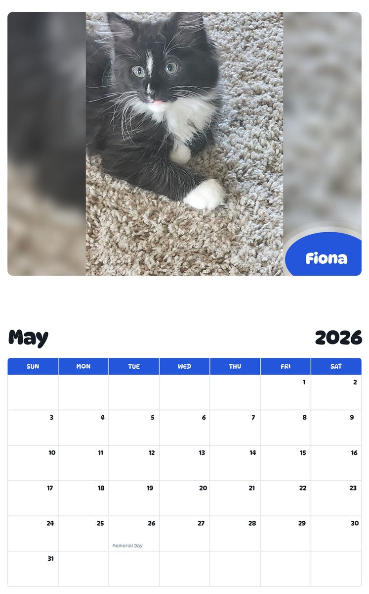 2026 - 2027 Fiona - Pawidols Pet Calendar