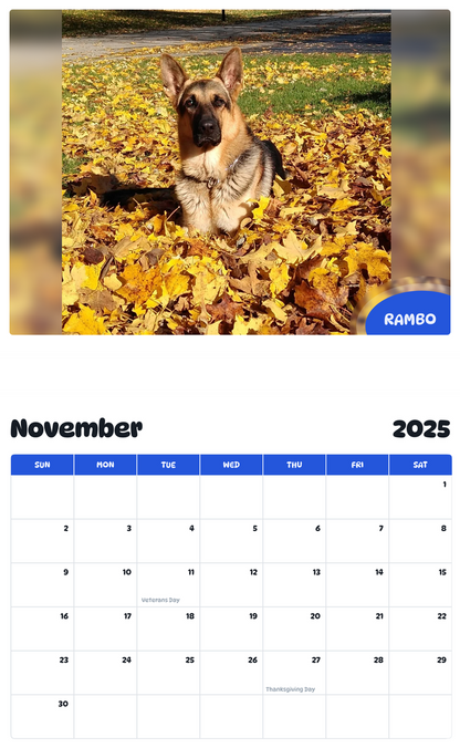 July 2025 - June 2026 Rambo - Pawidols Pet Calendar