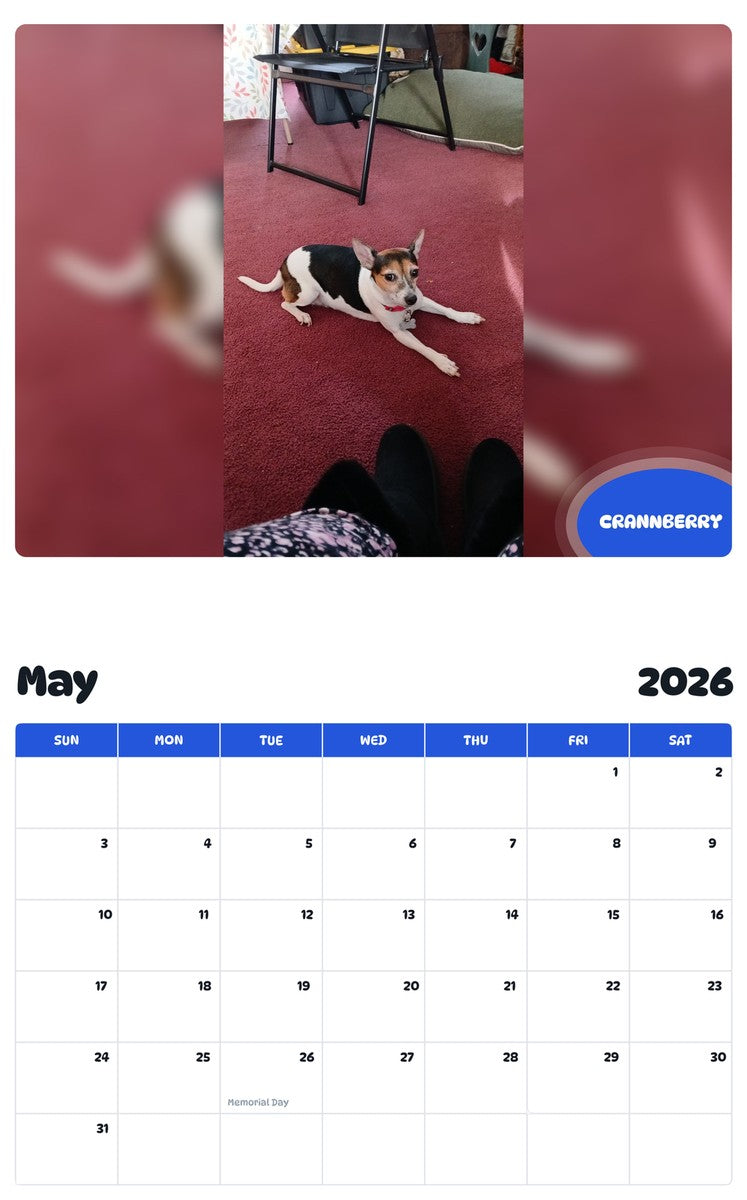2026 - 2027 CRANNBERRY - Pawidols Pet Calendar