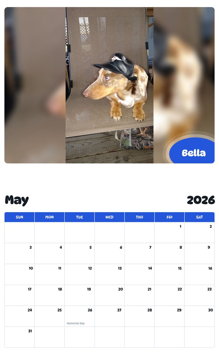 2026 - 2027 Bella - Pawidols Pet Calendar