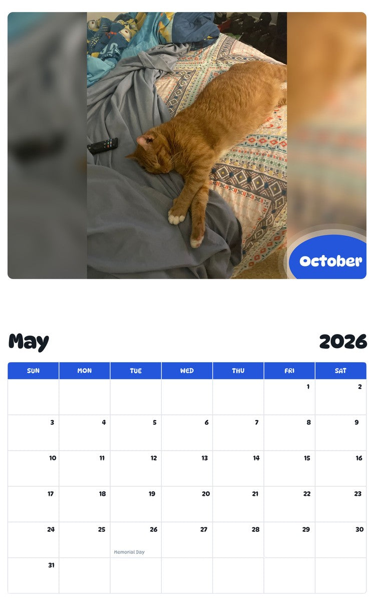 2026 - 2027 October - Pawidols Pet Calendar