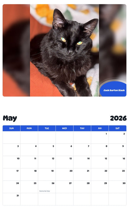 2026 - 2027 Jack Burton Slack - Pawidols Pet Calendar