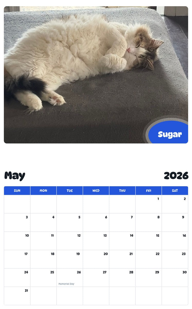 2026 - 2027 Sugar - Pawidols Pet Calendar